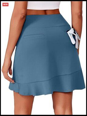 Womens Golf Skort with 6 Pockets UPF50+ High Waist Ruffle Athletic Tennis Skirt